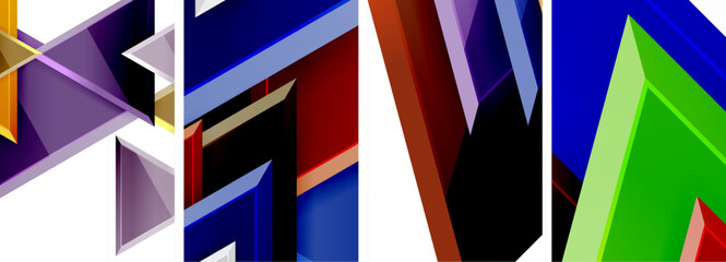 Triangle composition poster background set for wallpaper, business card, cover, poster, banner, brochure, header, website