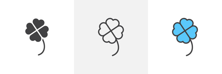 Four Leaf Clover Isolated Line Icon Style Design. Simple Vector Illustration