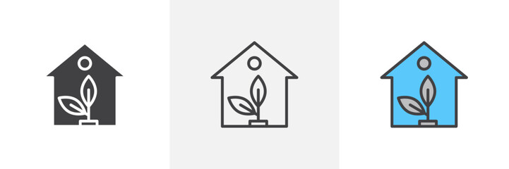 Eco House Isolated Line Icon Style Design. Simple Vector Illustration