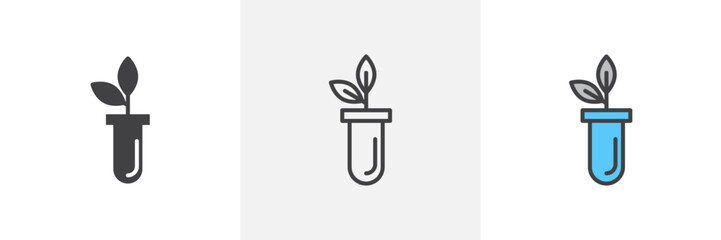 Test Tube with Plant Isolated Line Icon Style Design. Simple Vector Illustration