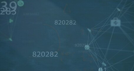 Animation of mathematical data processing over globe with connections - Powered by Adobe