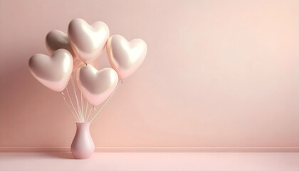 Valentine day background with heart shaped balloons - obrazy, fototapety, plakaty