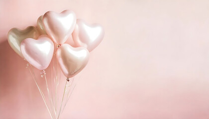 Valentine day background with heart shaped balloons