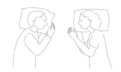 Sketch of a calm couple in deep sleep.