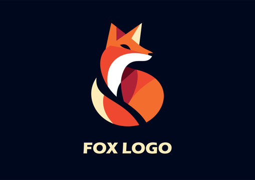 Logo minimalista de zorro naranja, hecho con formas geometricas estilo origami