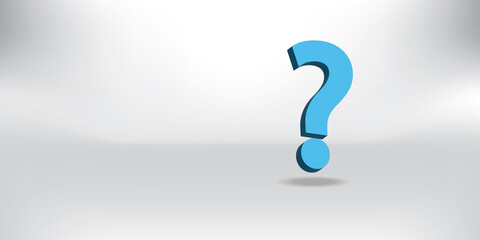 Question mark on white background. There is space to place text. Used in graphic design, banners, web designs, presentations.