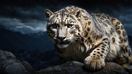 Fototapeta premium A detailed and dangerous snow leopard