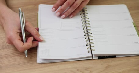 Event planning calendar for the year, event schedule plan agenda according to schedule and woman manager