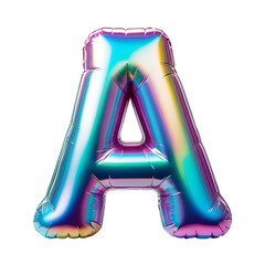 Letter A Iridescent Typeface Balloon, whimsically Inflated Alphabet Illustration