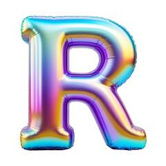 Letter R Iridescent Typeface Balloon, whimsically Inflated Alphabet Illustration