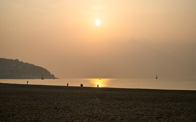 Sunrise view  over the Haeundae beach, Busan, South Korea.