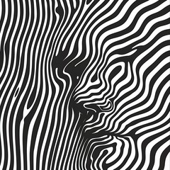 Optical Illusion with Abstract Black and White Lines