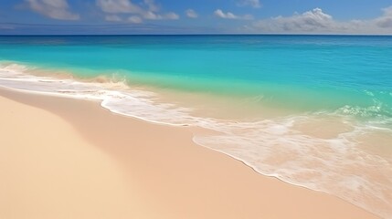 Fototapeta premium Beautiful Soft blue ocean wave on fine sandy beach