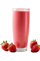 Strawberry smoothies on transparent background