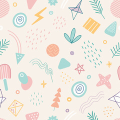 Birds, Fishes, Flowers Seamless Pattern