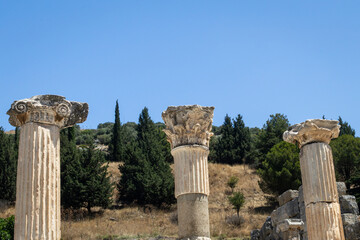 Columns in Ephesus. Perfect for educational content, this image showcases Corinthian columns from...