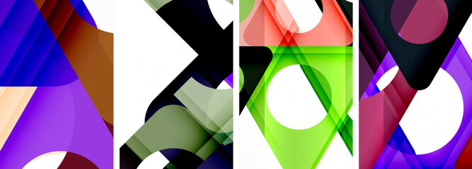 Abstract background set featuring captivating triangles. Harmonious blend of geometry and style, these designs bring modern flair