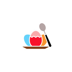 Easter egg on a plate, vector, cartoon