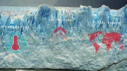 ice melting in Antarctica monitoring global warming and sea level close up of glacier with motion...