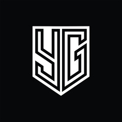 YG Letter Logo monogram shield geometric line inside shield design template