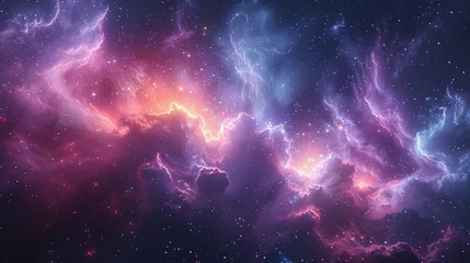Fotobehang Beautiful fantasy starry night sky, blue and purple colorful, galaxy and aurora 4k wallpaper © Jennifer