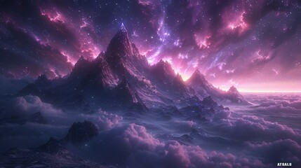 Beautiful fantasy starry night sky, blue and purple colorful, galaxy and aurora 4k wallpaper