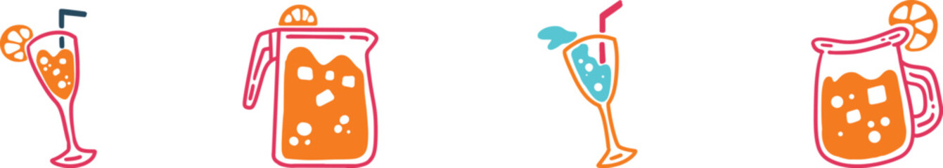 drinks on glass isolated on white background