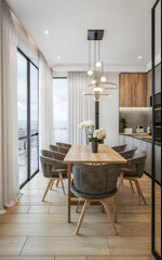3d render of a contemporary living room interior
