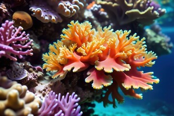 Obraz premium Colorful close-up view of a coral reef.