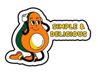 Simple and delicious avocado, product sticker