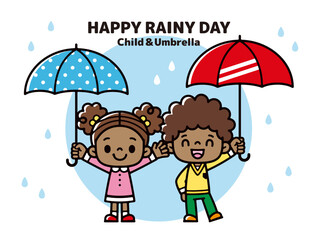 illustration of black children holding umbrellas happily on a rainy day