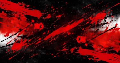 explosive red on black art background - obrazy, fototapety, plakaty