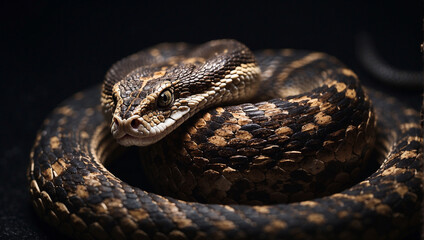 Fototapeta premium An intricately detailed rattlesnake coiled