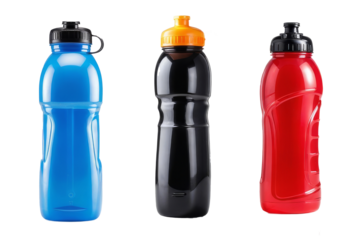 set of plastic bottle of water isolated on transparent background