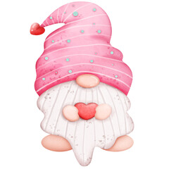 Character sweet gnomes with word love for valentine day. Cartoon style.
