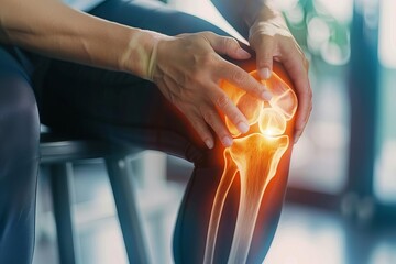 Orthopedic consultation with a focus on knee joint health Displaying an x-ray in a clinical setting to assess and diagnose conditions