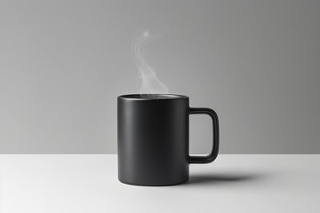 Steaming coffee mug on a pure white backdrop Detailed view of black coffee Minimalistic design concept