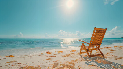 Beach chair on tropical beach, summer vacation and holiday
