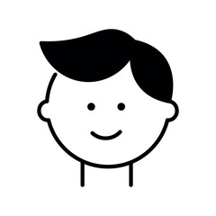 Vector icon of boy, teenager. Brunette. Mandatory pictogram for public places, web design, rules of caution, app design, infographics.