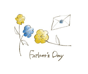 父の日のデザイン　花と手紙のイラスト