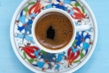Turkish Coffee (Turk Kahvesi) and Colorful Turkish Delights Photo, Uskudar Istanbul, Turkiye...