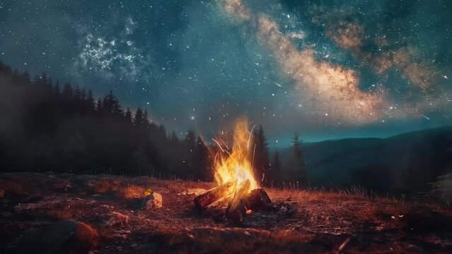 milky way galaxy long exposure astrophotography night. seamless looping overlay 4k virtual video animation background