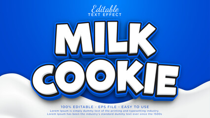 Milk coookies 3d editable text effect - obrazy, fototapety, plakaty
