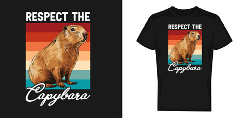 Vintage retro capybara rodent lover t-shirt design vector