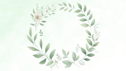 Fototapeta premium circle greenery watercolor frame