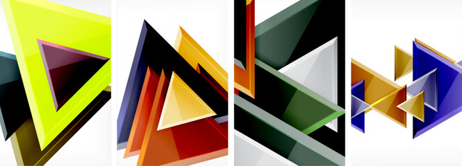 Triangle composition poster background set for wallpaper, business card, cover, poster, banner, brochure, header, website