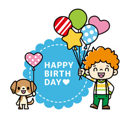 Clip art of  fat boy with many balloons