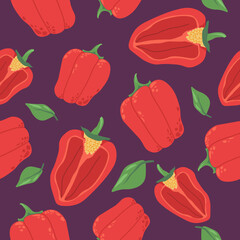 Juicy organic vegetable, pepper with seeds print