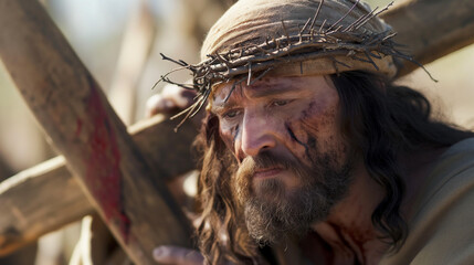 Jesus Carries the Cross: Powerful Image of Faith, Sacrifice, and Unwavering Determination
