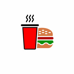 fast food and drink, burger, icon, vector